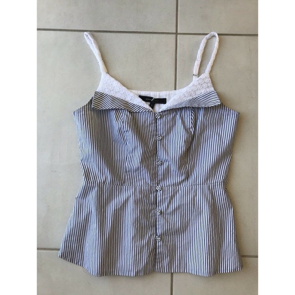 BCBGMaxAzria Tops - BCBGMaxAzria Stripe Embroidered Button Down Tank Top